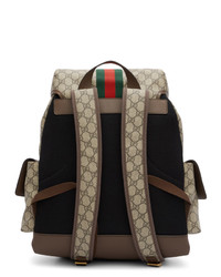 Мужской коричневый рюкзак из плотной ткани с принтом от Gucci