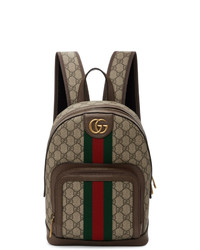 Женский коричневый рюкзак из плотной ткани с принтом от Gucci