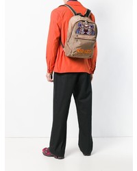 Мужской коричневый рюкзак с вышивкой от Kenzo