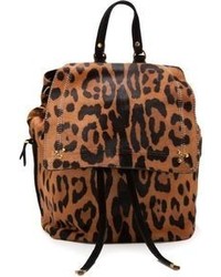 Женский коричневый рюкзак с леопардовым принтом от Jerome Dreyfuss