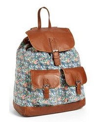 Коричневый рюкзак с цветочным принтом