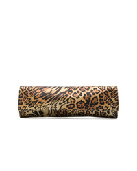Коричневый сатиновый клатч с леопардовым принтом от Giuseppe Zanotti Design