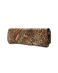 Коричневый сатиновый клатч с леопардовым принтом от Giuseppe Zanotti Design