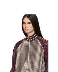 Мужской коричневый свитер на молнии в шотландскую клетку от Gucci