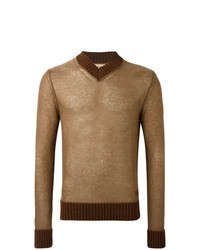 Мужской коричневый свитер с v-образным вырезом от Al Duca D’Aosta 1902
