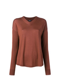 Женский коричневый свитер с v-образным вырезом от Aspesi