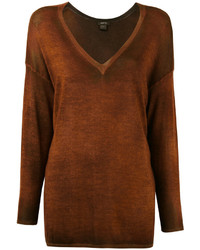 Женский коричневый свитер с v-образным вырезом от Avant Toi