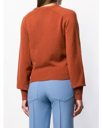 Женский коричневый свитер с v-образным вырезом от Chloé