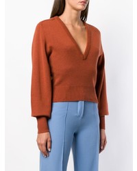 Женский коричневый свитер с v-образным вырезом от Chloé