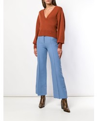 Женский коричневый свитер с v-образным вырезом от Chloé