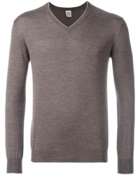 Мужской коричневый свитер с v-образным вырезом от Eleventy