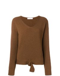 Женский коричневый свитер с v-образным вырезом от Fabiana Filippi