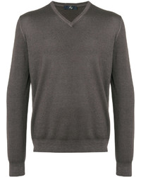 Мужской коричневый свитер с v-образным вырезом от Fay