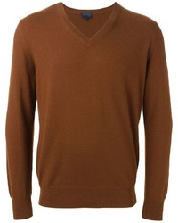 Мужской коричневый свитер с v-образным вырезом от Lanvin