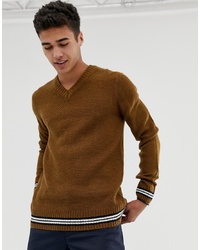 Мужской коричневый свитер с v-образным вырезом от New Look