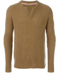 Мужской коричневый свитер с v-образным вырезом от Nuur