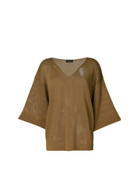 Женский коричневый свитер с v-образным вырезом от Roberto Collina