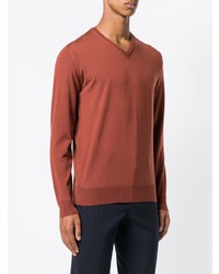 Мужской коричневый свитер с v-образным вырезом от Lardini