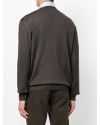 Мужской коричневый свитер с v-образным вырезом от Fay