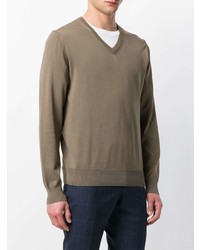 Мужской коричневый свитер с v-образным вырезом от Canali