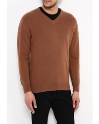 Мужской коричневый свитер с v-образным вырезом от Zaroo Cashmere