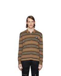 Мужской коричневый свитер с воротником поло в горизонтальную полоску от Burberry