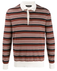 Мужской коричневый свитер с воротником поло в горизонтальную полоску от Ermenegildo Zegna