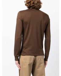 Мужской коричневый свитер с воротником поло с вышивкой от Polo Ralph Lauren