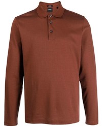 Мужской коричневый свитер с воротником поло от BOSS