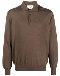 Мужской коричневый свитер с воротником поло от D4.0