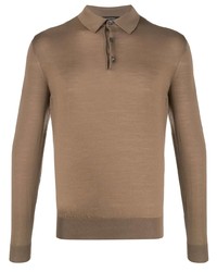 Мужской коричневый свитер с воротником поло от Ermenegildo Zegna