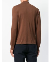 Мужской коричневый свитер с воротником поло от Eleventy