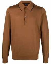Мужской коричневый свитер с воротником поло от PS Paul Smith