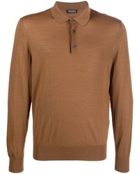 Мужской коричневый свитер с воротником поло от Z Zegna