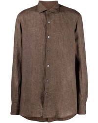 Мужской коричневый свитер с воротником поло от Zegna