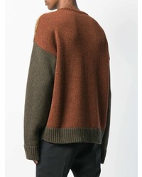 Мужской коричневый свитер с круглым вырезом в клетку от DSQUARED2
