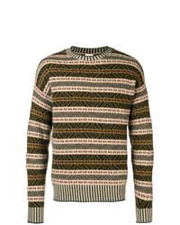 Мужской коричневый свитер с круглым вырезом с жаккардовым узором от Kent & Curwen