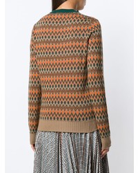 Женский коричневый свитер с круглым вырезом с принтом от Prada