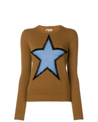 Женский коричневый свитер с круглым вырезом с принтом от N°21