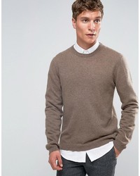 Мужской коричневый свитер с круглым вырезом от Asos