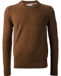 Мужской коричневый свитер с круглым вырезом от Burberry