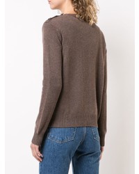 Женский коричневый свитер с круглым вырезом от Alexandra Golovanoff