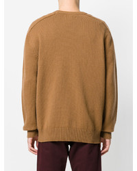 Мужской коричневый свитер с круглым вырезом от Laneus