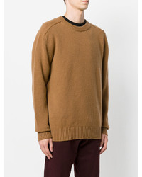Мужской коричневый свитер с круглым вырезом от Laneus