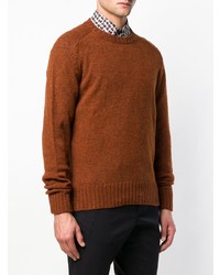 Мужской коричневый свитер с круглым вырезом от Prada