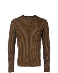 Мужской коричневый свитер с круглым вырезом от Dell'oglio