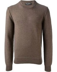 Мужской коричневый свитер с круглым вырезом от Dolce & Gabbana