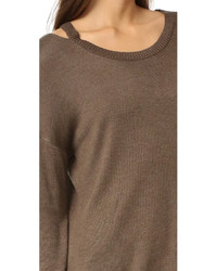 Женский коричневый свитер с круглым вырезом от Feel The Piece