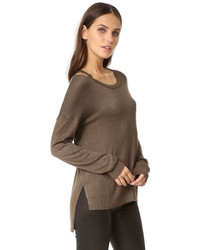 Женский коричневый свитер с круглым вырезом от Feel The Piece