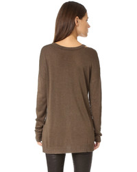 Женский коричневый свитер с круглым вырезом от Feel The Piece